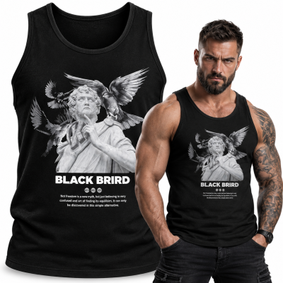 TANK TOP ŚMIESZNY BLACK BIRD